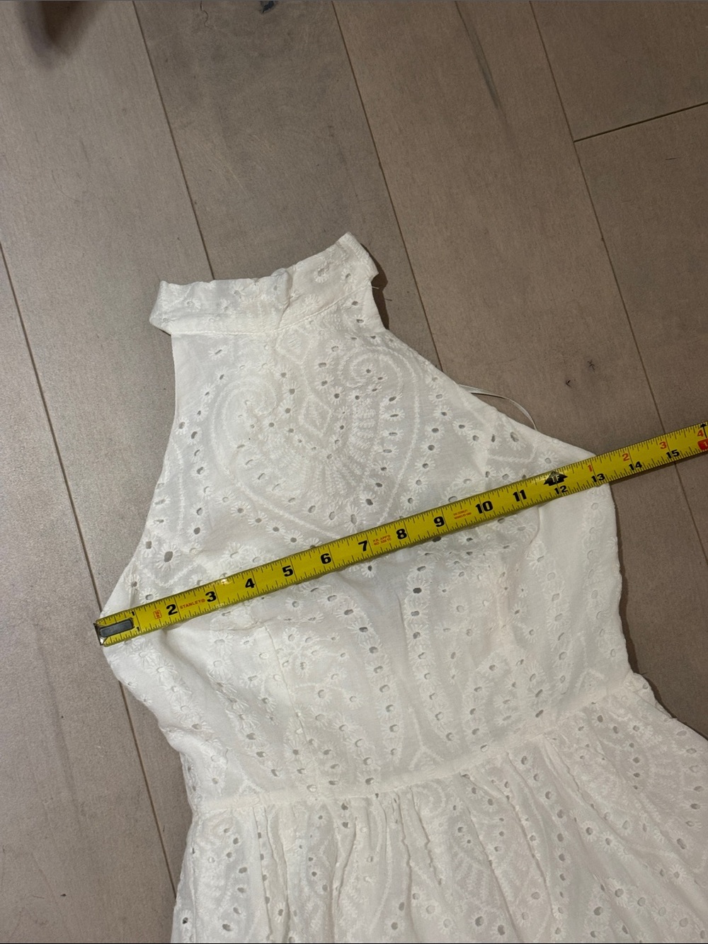 NWT Lulus Sunny Perception White Eyelet Embroidered Halter Midi Dress, XS - Picture 8 of 12